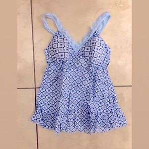 NWOT Boho Baby Blue Sweetheart Lace Top